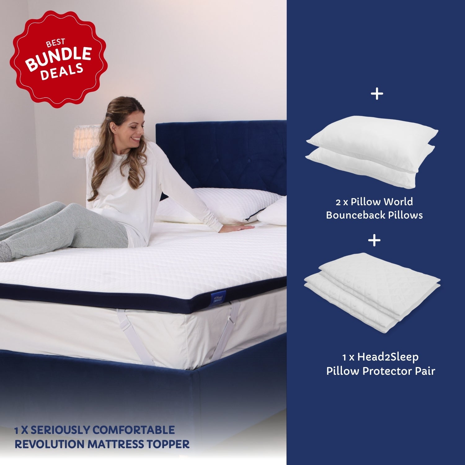 Pain Relief Bundle with Mattress Topper, Pillows and Pillow Protectors | UK's No.1 Topper Specialist | Lowest Prices Everyday
