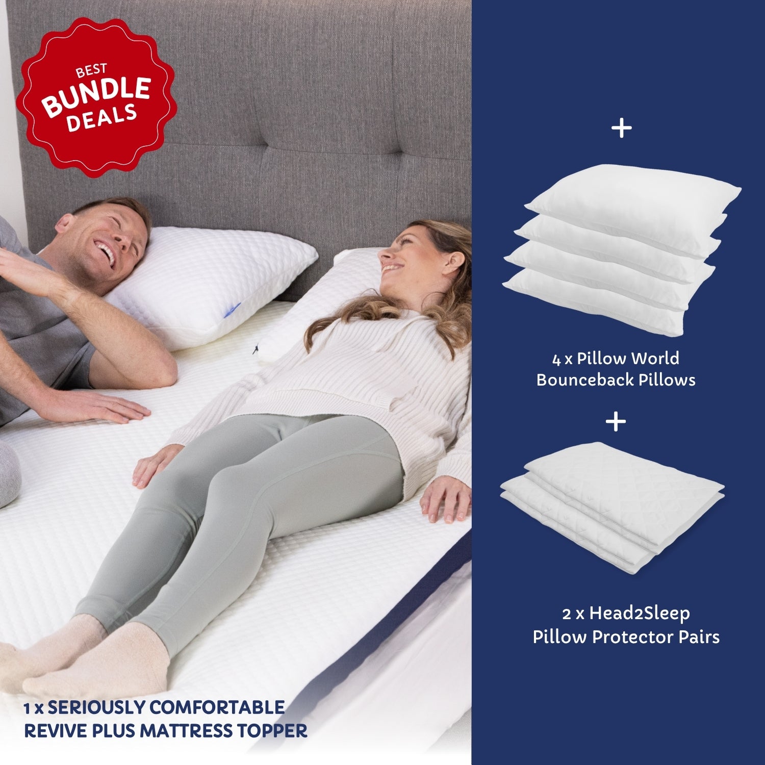 Pain Relief Bundle with Mattress Topper, Pillows and Pillow Protectors