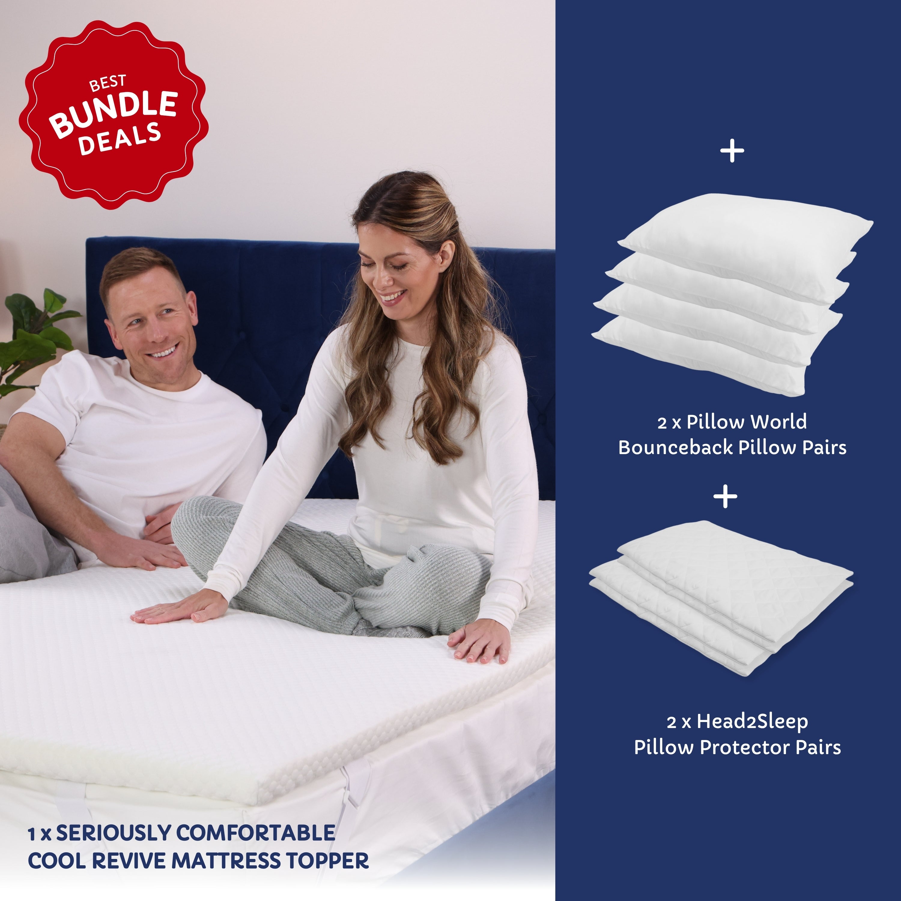 Cooling Bundle with Mattress Topper, Pillows and Pillow Protectors