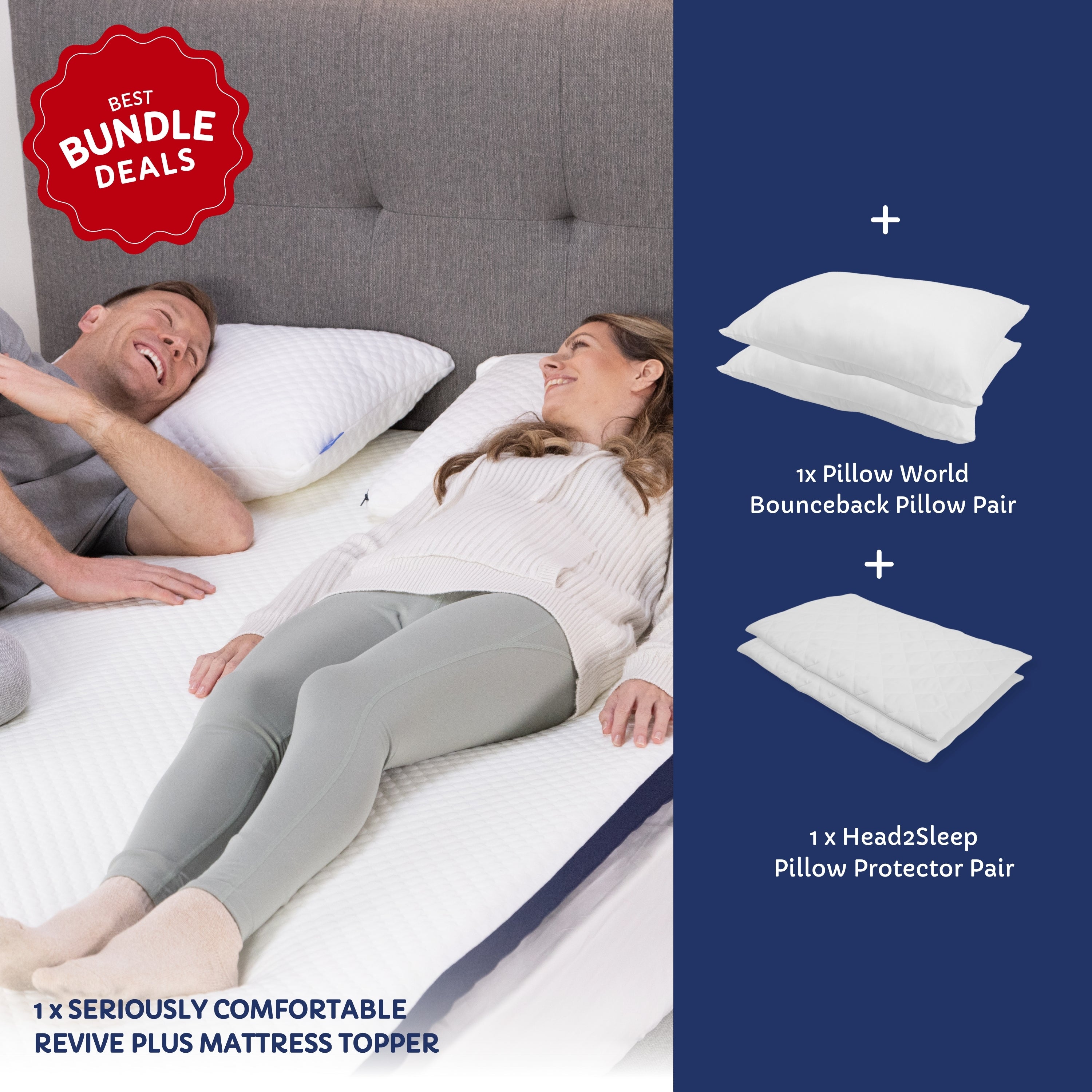 Pain Relief Bundle with Mattress Topper, Pillows and Pillow Protectors