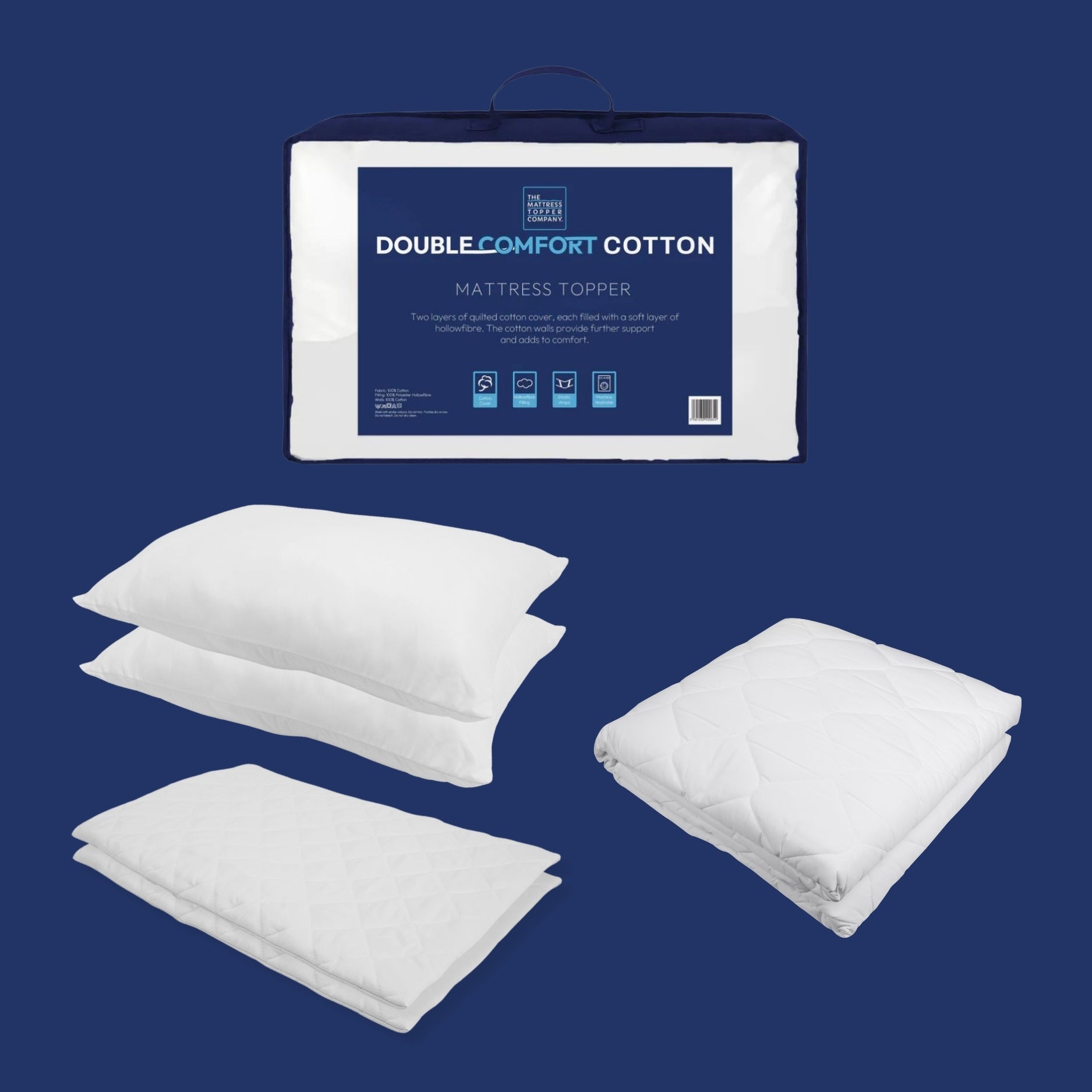 Hotel Comfort Bundle - Mattress Topper with Pillows and Protectors