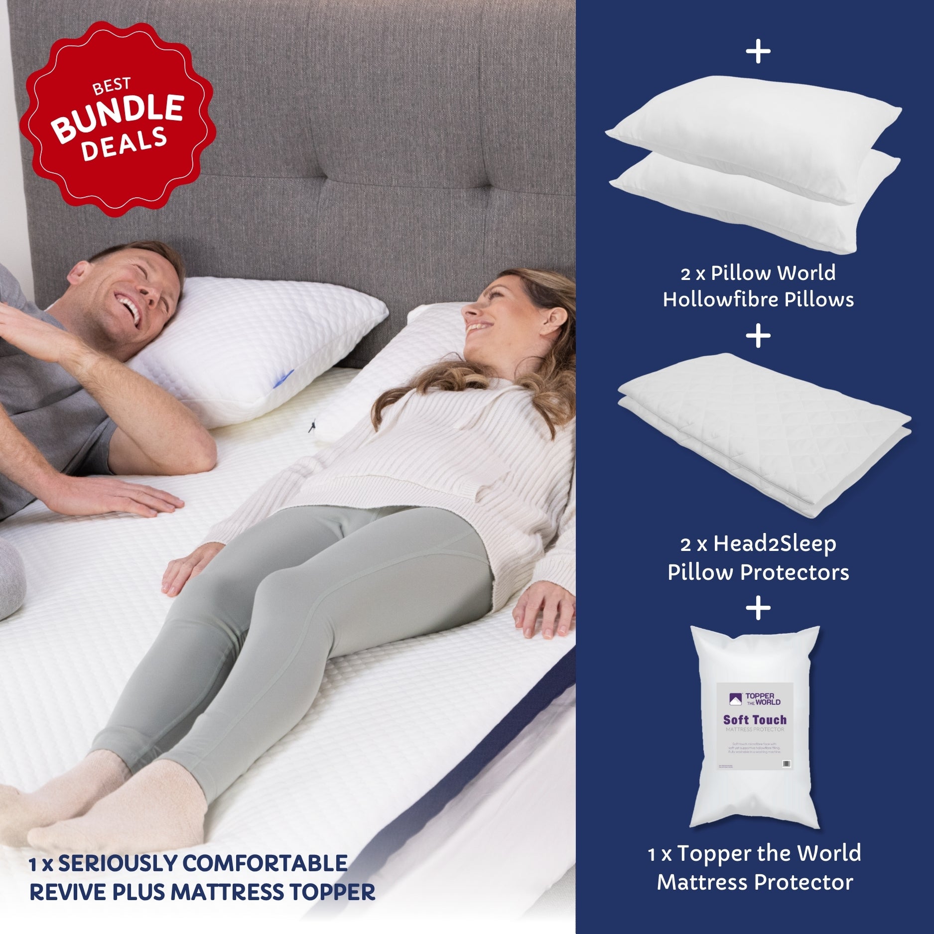 Pain Relief Bundle - Mattress Topper with Pillows and Protectors