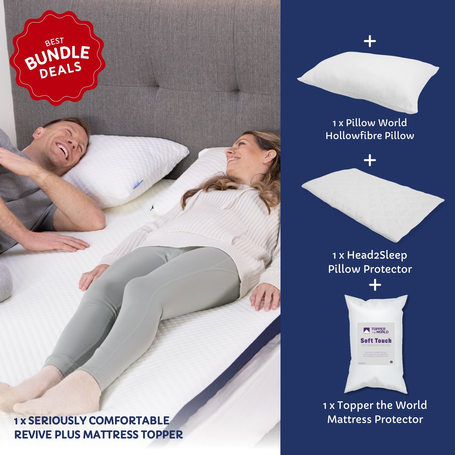 Pain Relief Bundle - Mattress Topper with Pillows and Protectors