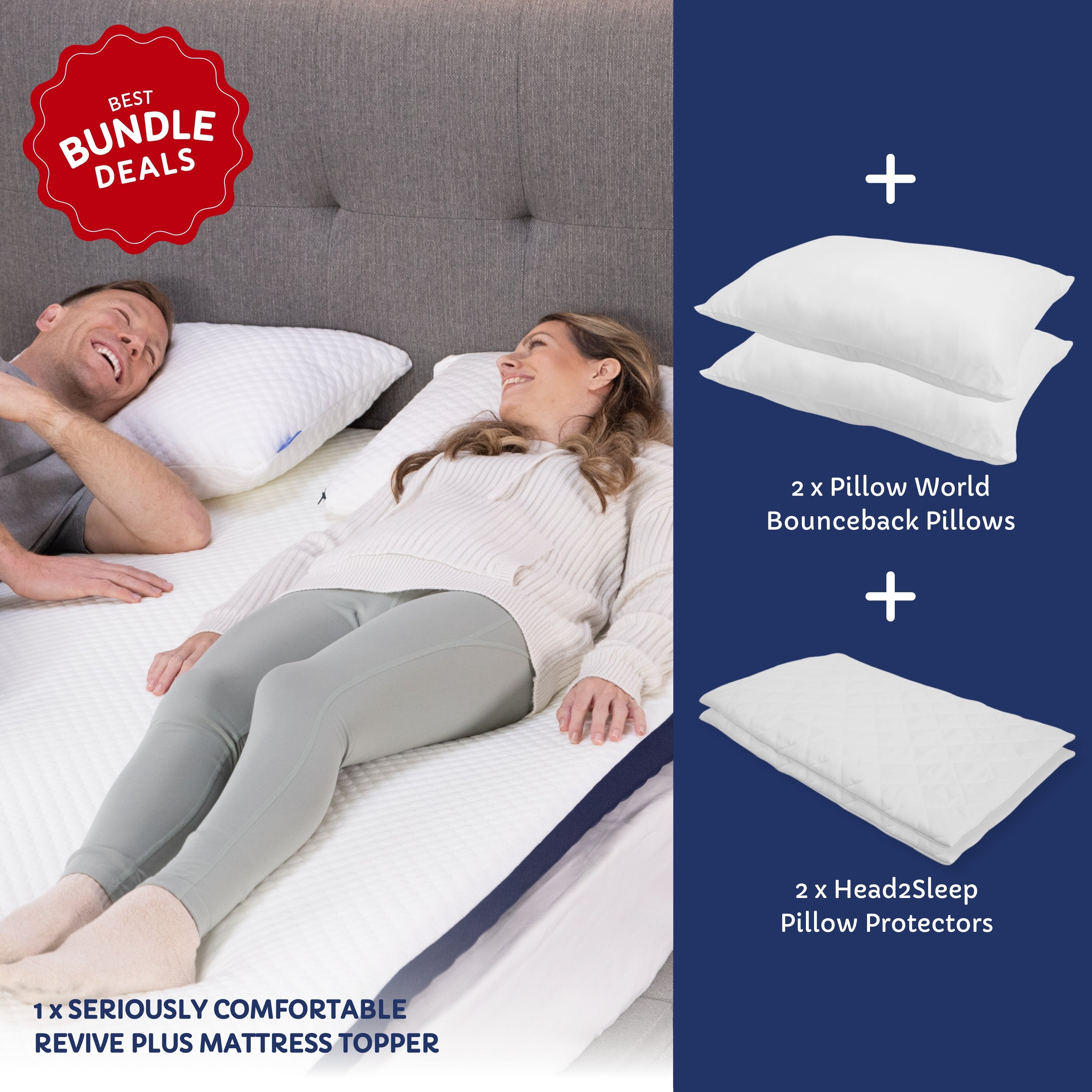 Pain Relief Bundle - Mattress Topper with Pillows and Pillow Protectors