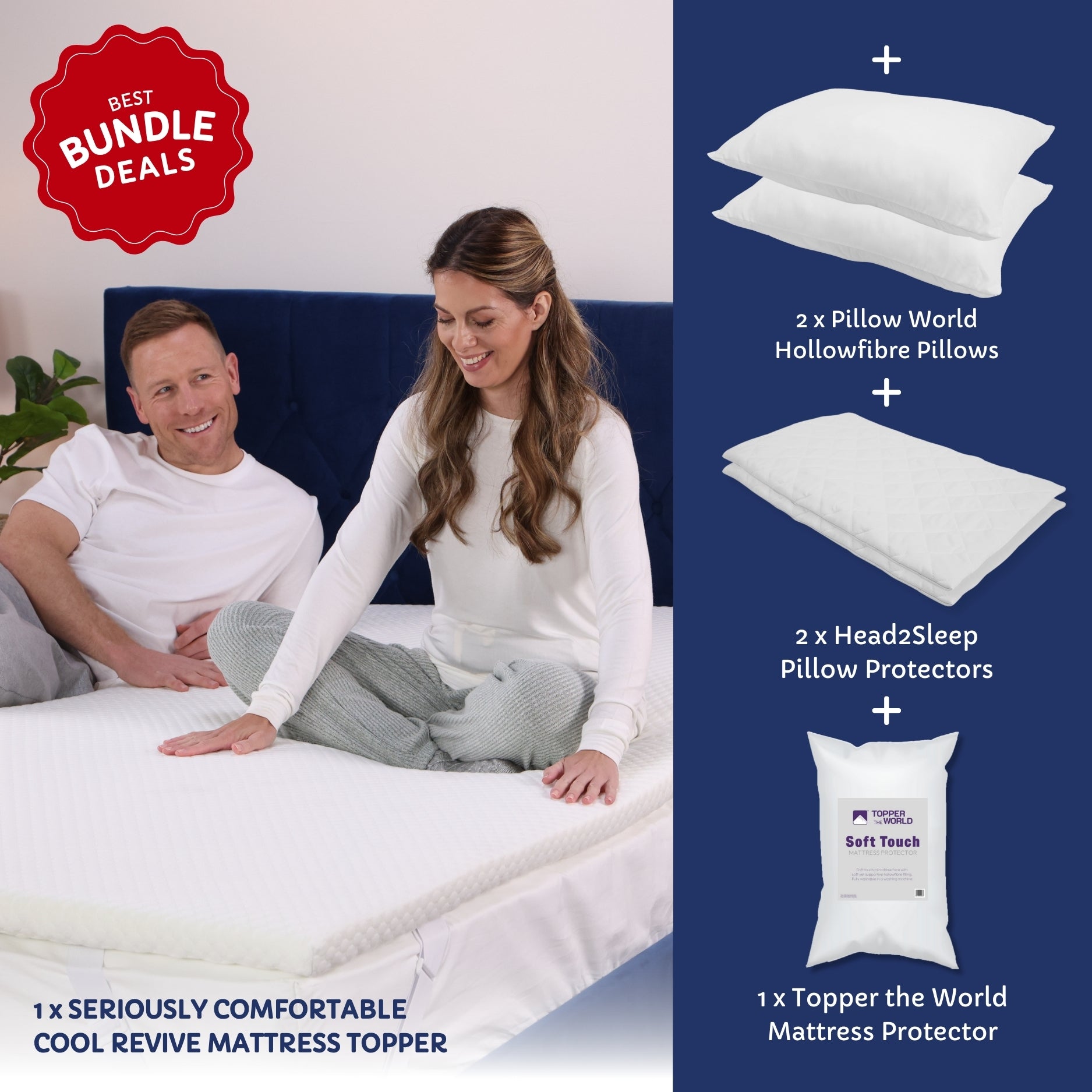 Cooling Bundle - Mattress Topper with Pillows and Protectors