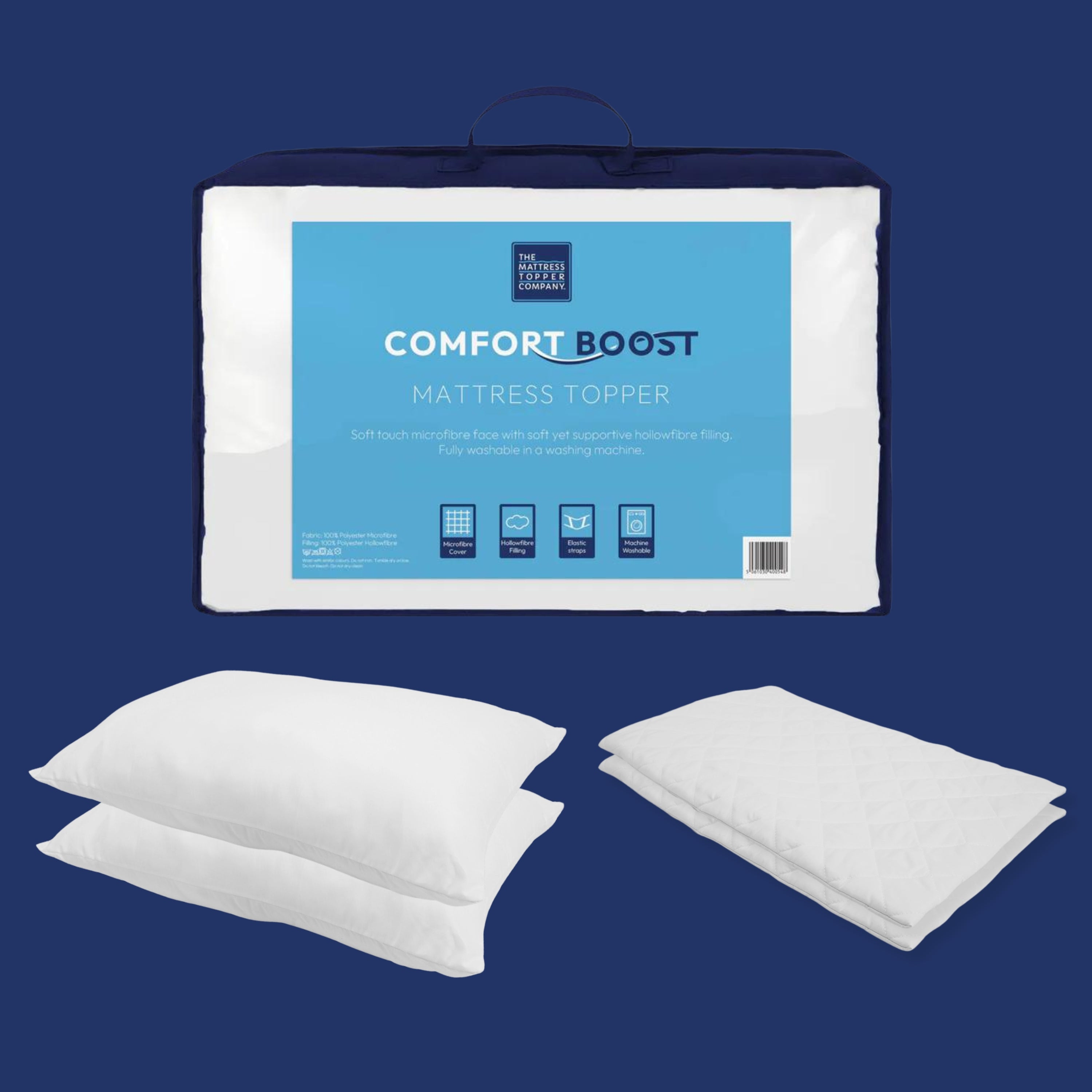 Comfort Boost Bundle - Mattress Topper with Pillows and Pillow Protectors