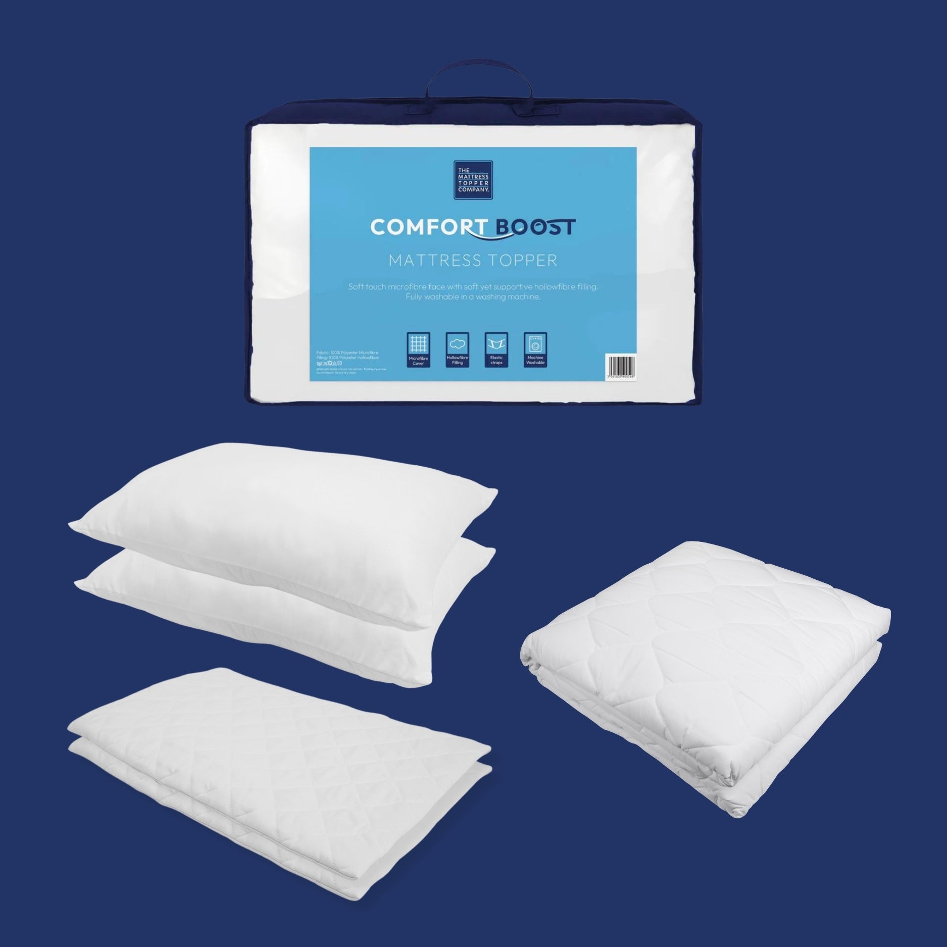 Comfort Boost Bundle - Mattress Topper with Pillows and Protectors