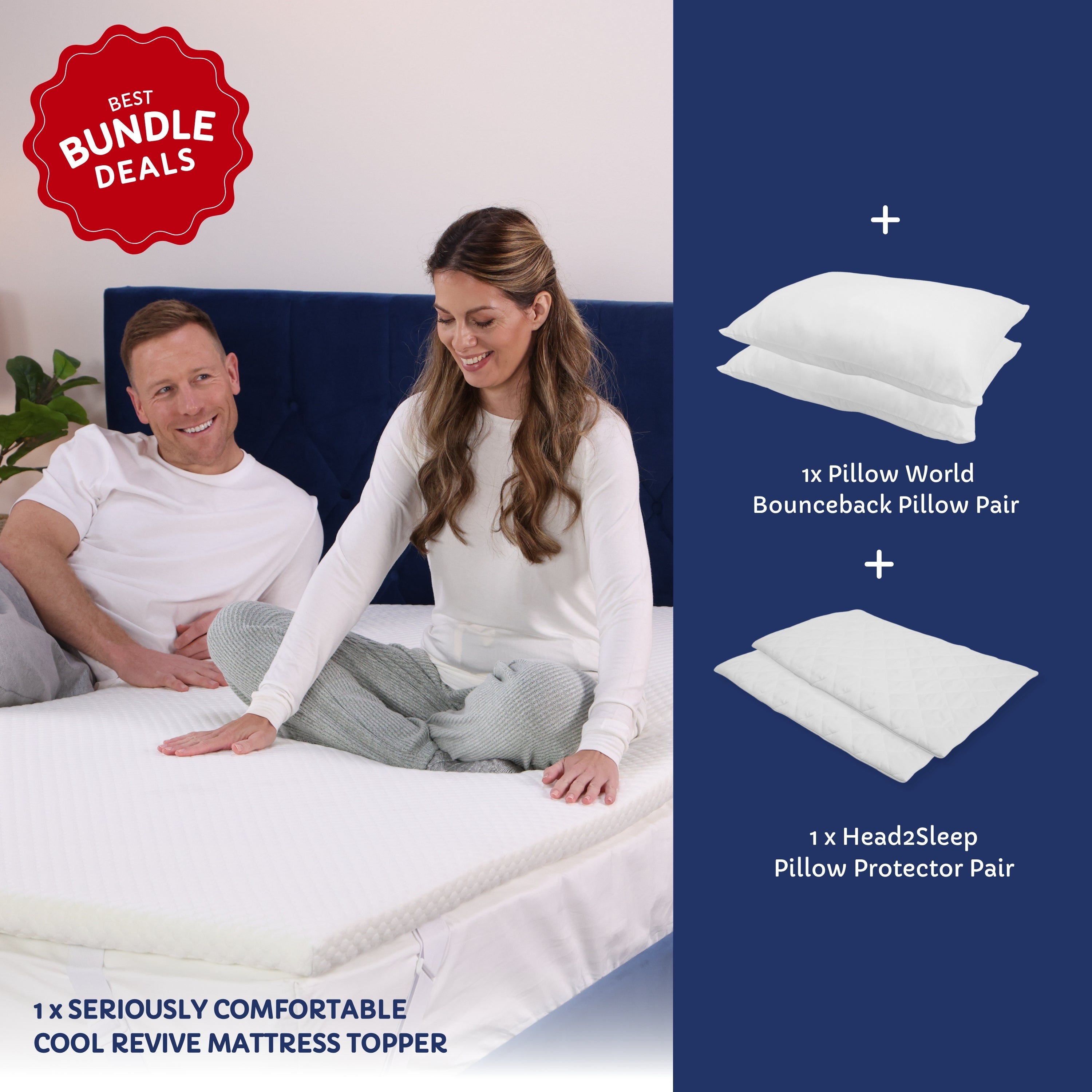 Cooling Bundle with Mattress Topper, Pillows and Pillow Protectors