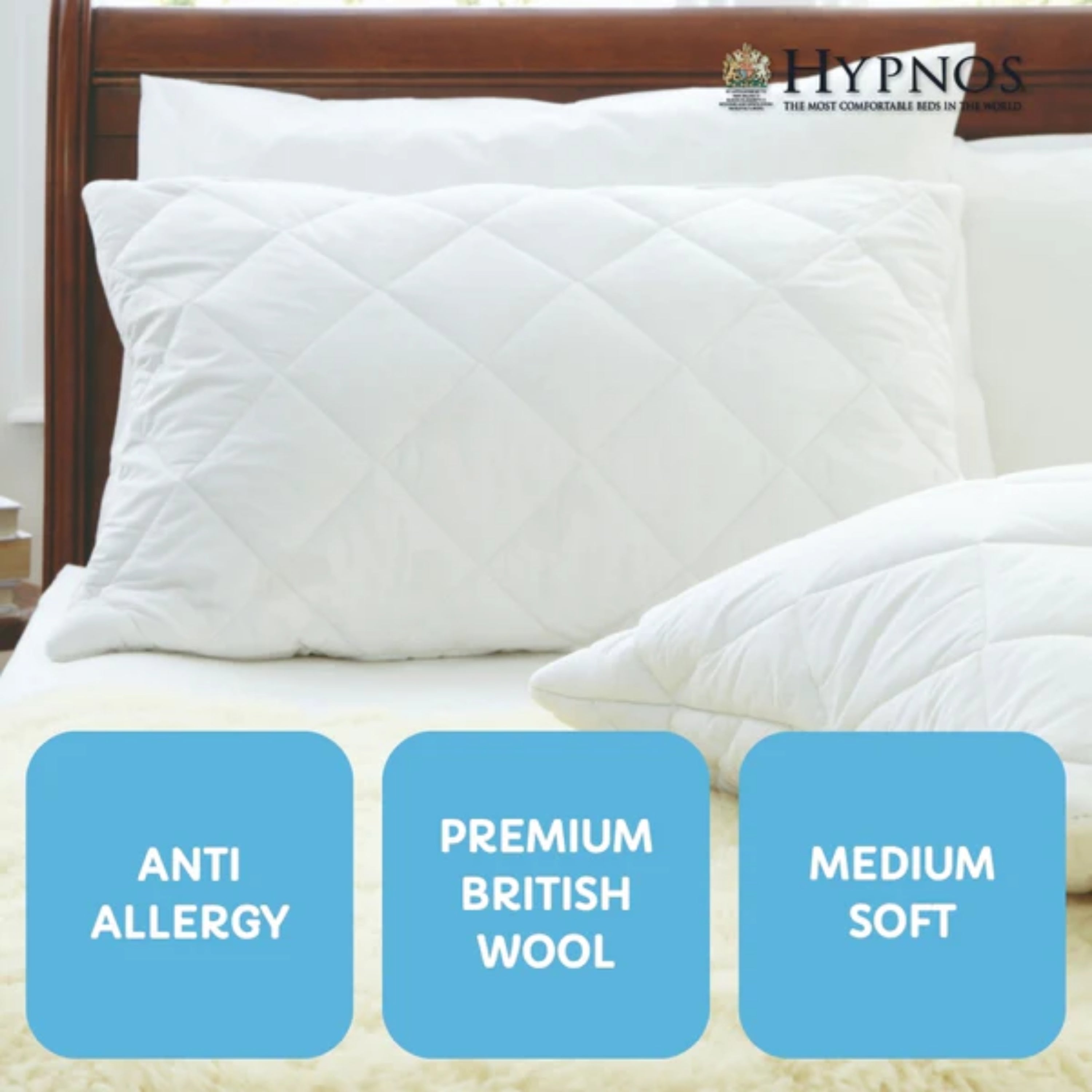 Hypnos Wool Bundle with Mattress Topper, Pillows and Pillow Protectors