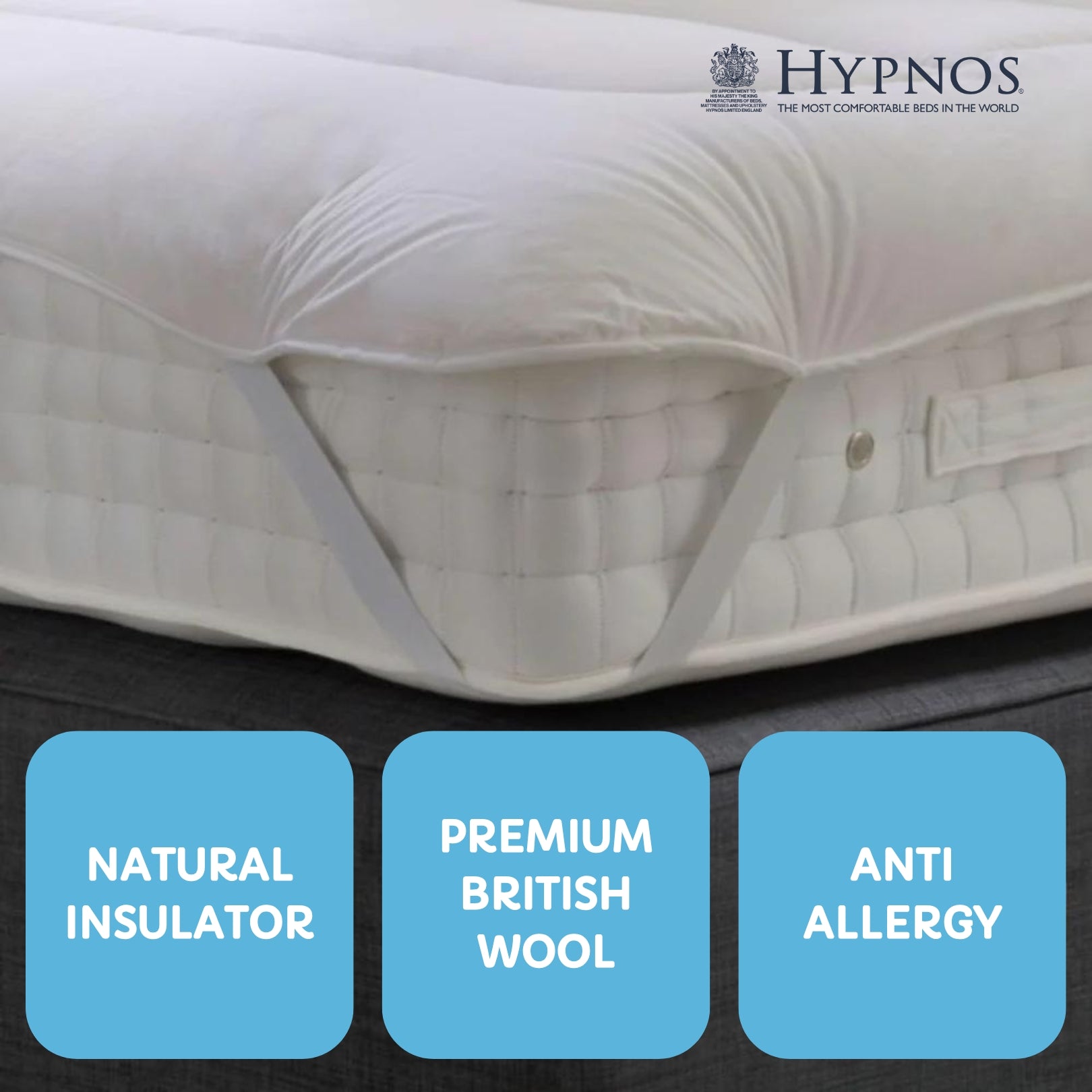 Hypnos Wool Bundle with Mattress Topper, Pillows and Pillow Protectors